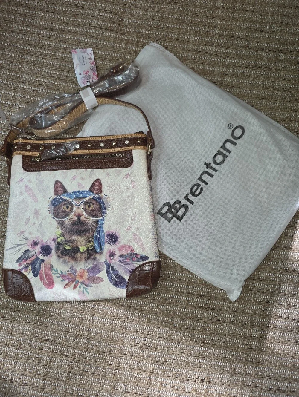 Brentano Cat Crossbody Purse NWT And Dust Bag
